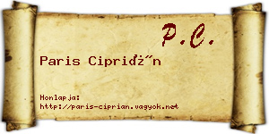 Paris Ciprián névjegykártya